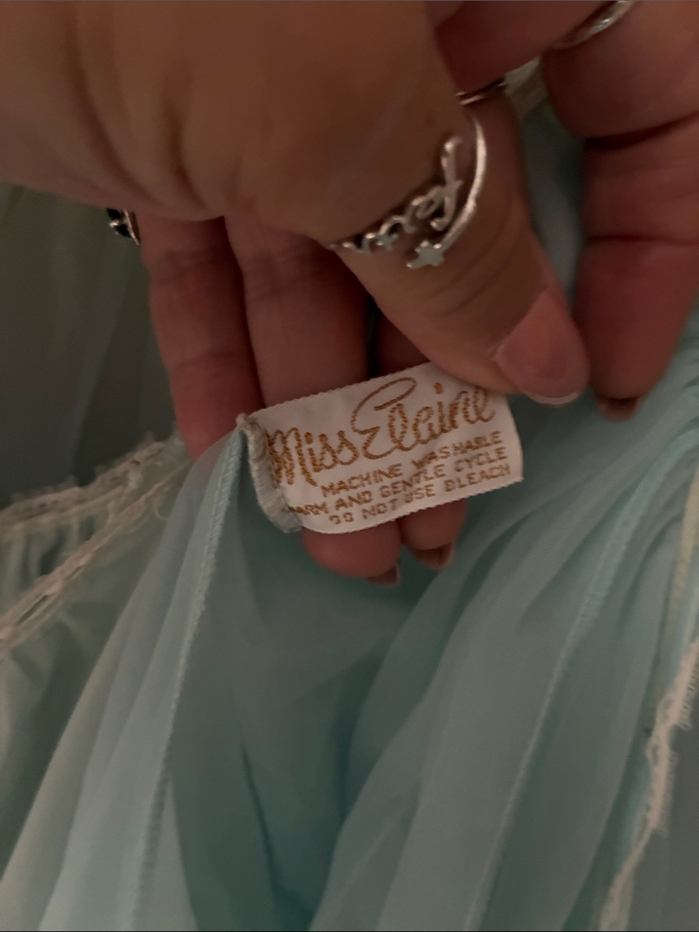 Miss Elaine Sheer Aqua Puff-Sleeve Peignoir - Picture 3 of 15